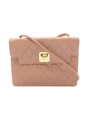 Chanel Shoulder Bag Quilted Brown Lambskin